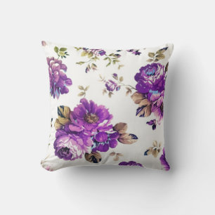 Coussin Modèle floral violet