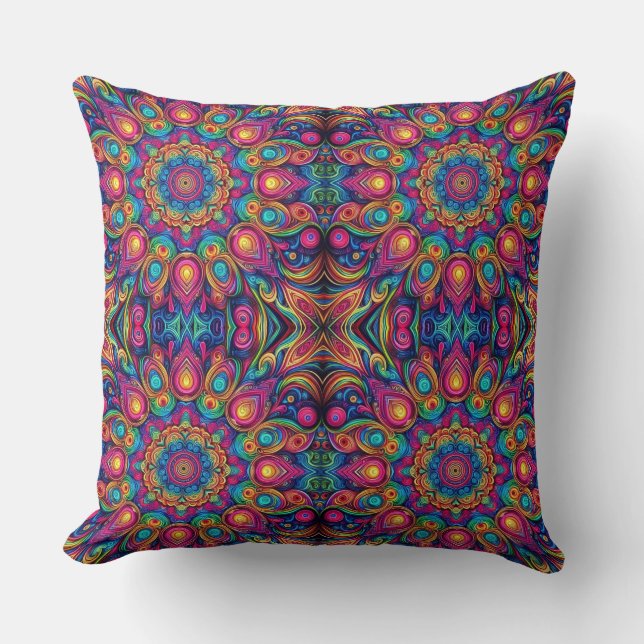 Coussin Modèle géométrique couleur psychédélique (Recto)