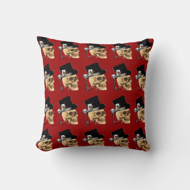 Coussin Modèle gothique de tatouage crâne de joueur (Recto)