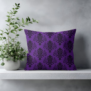 Coussin Modèle gothique noir pourpre damassé