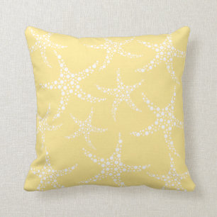 Coussin Modèle jaune et blanc de Sandy d'étoiles de mer