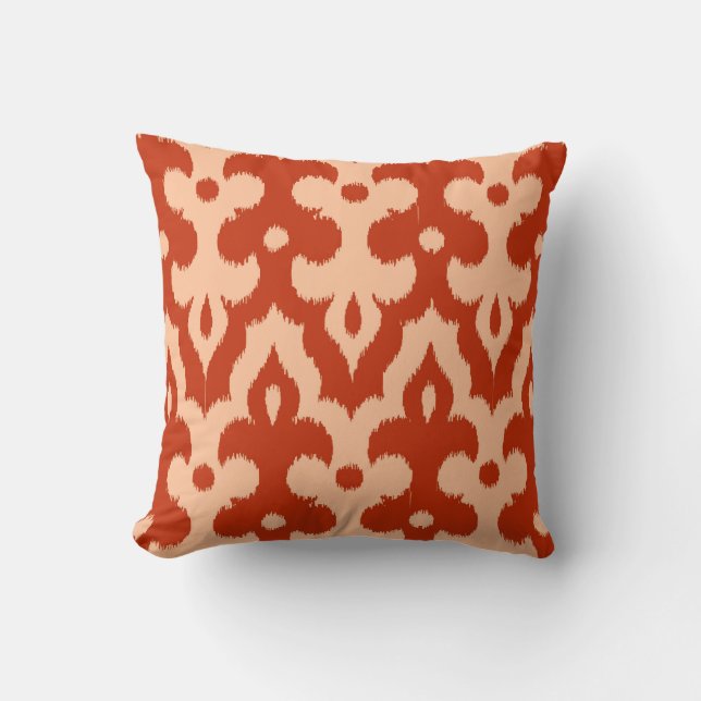 Coussin Modèle marocain Ikat Damask, Mandarin Orange (Recto)