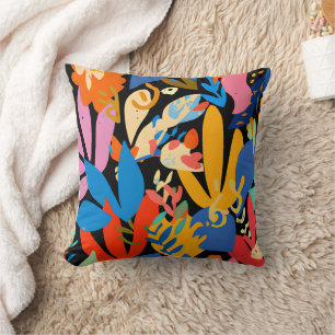 Coussin Modèle moderne coloré à motifs floraux tropicaux. 