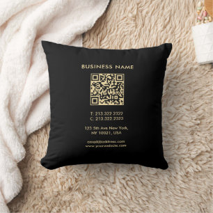 Coussin Modèle moderne élégant Gold Texte Police QR Code