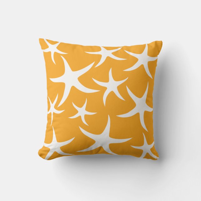 Coussin Modèle orange et blanc ensoleillé d'étoiles de mer (Recto)