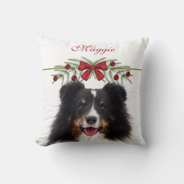 Coussin Modèle photo personnalisé avec Garland de Noël (Recto)