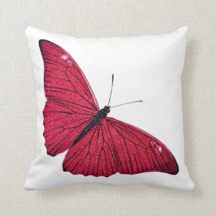 Coussin Modèle rouge d'illustration de papillon de 1800s