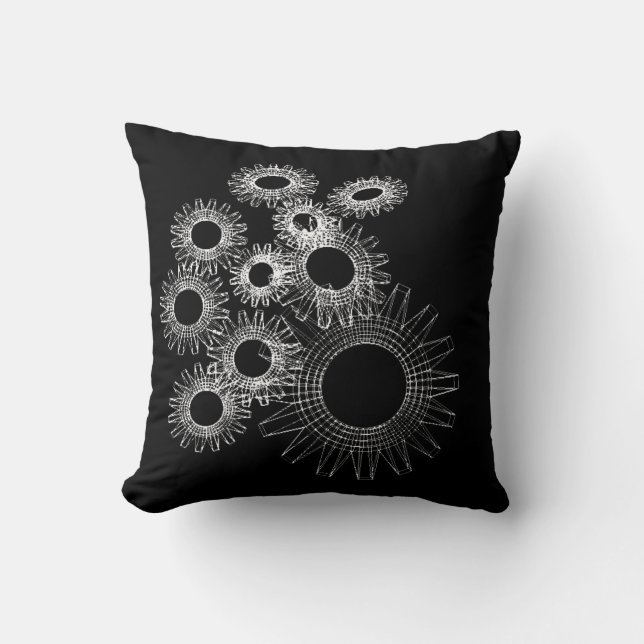 Coussin Modèle tridimensionnel filaire, squelette (Recto)