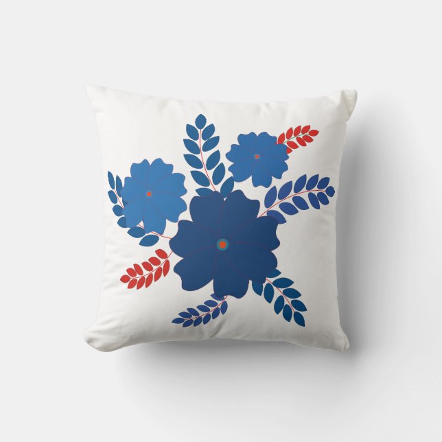 Coussin Modèle vectoriel simple de fleurs bleues (Recto)