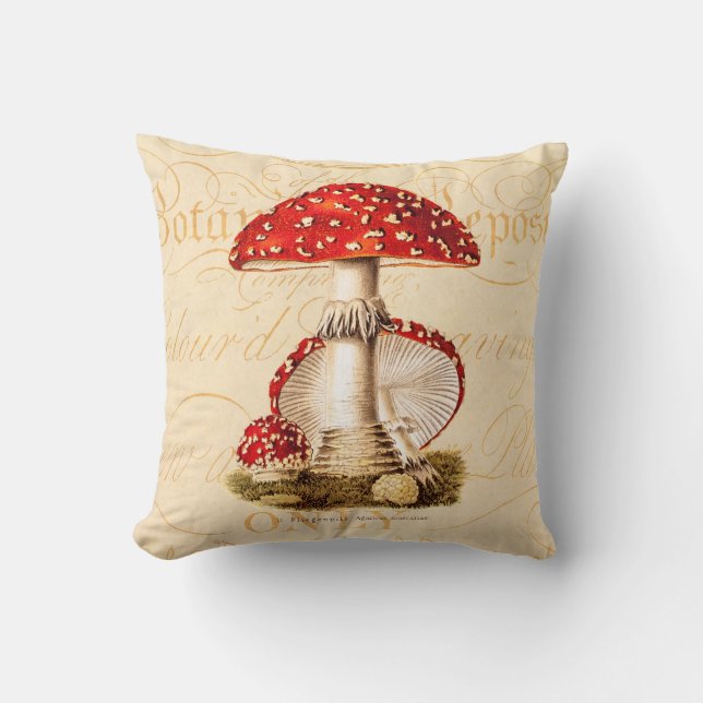 Coussin Modèle vintage de champignons de rouge de (Recto)