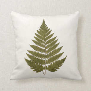 Coussin Modèle vintage de feuille de fougère de vert olive
