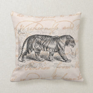Coussin Modèle vintage de tigres d'illustration de tigre