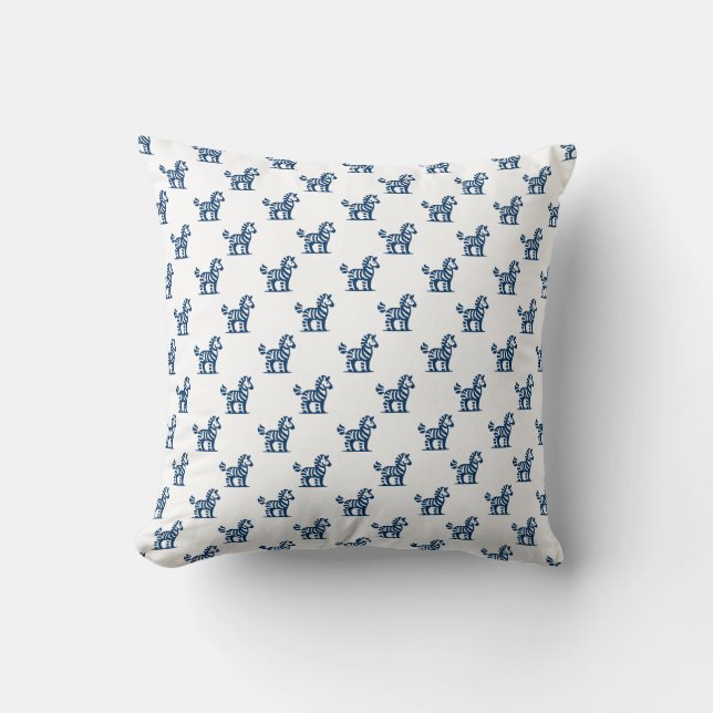 Coussin Modèle Zebra - Shibori bleu sur blanc (Recto)