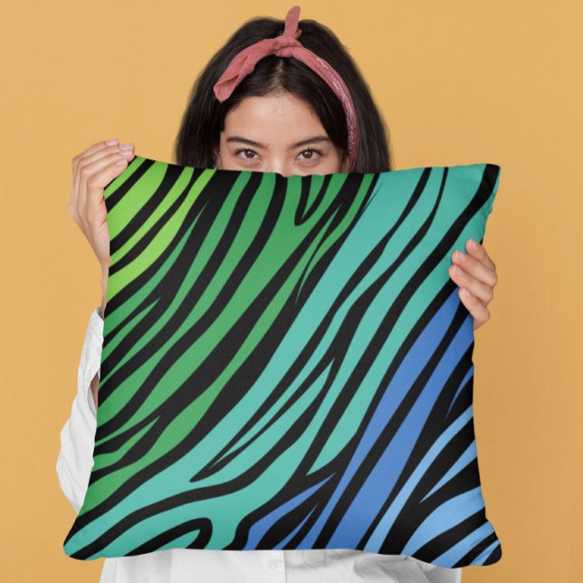 Coussin Modèle Zèbre bleu et vert (Créateur téléchargé)