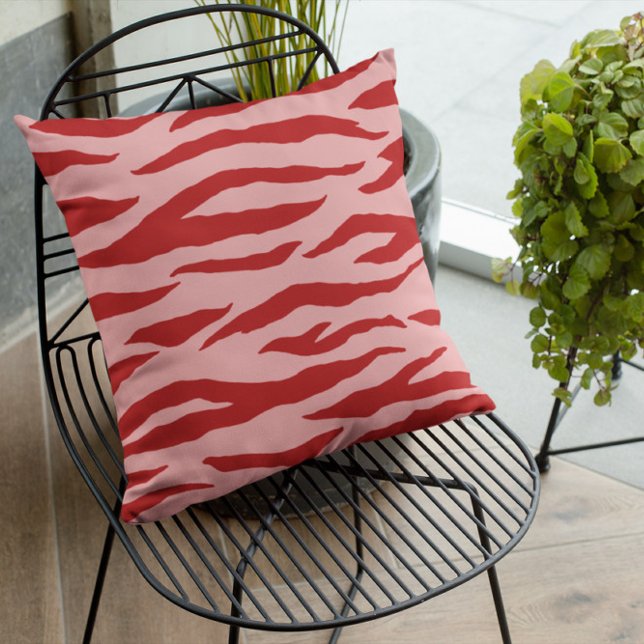 Coussin Modèle Zèbre Rouge Et Rose (Créateur téléchargé)