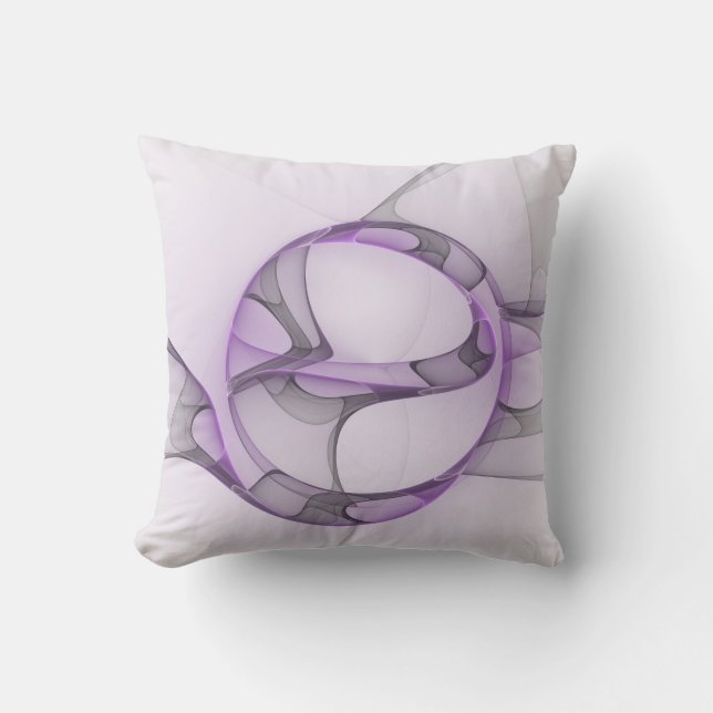 Coussin Modern Abstract Fractal Art Lavender Gray (Recto)