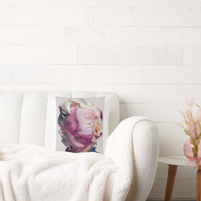 Coussin Modern Abstract Impasto Portrait Throw Pillow (Canapé)