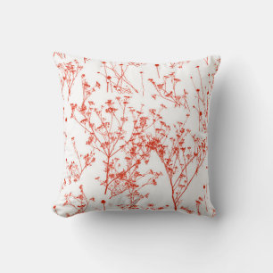 Coussin Modern Abstract Red toile Wildflowers on White
