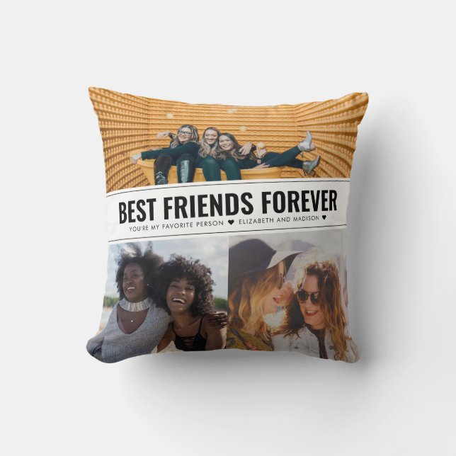 Coussin Modern Best Friends Forever BFF 3 Photo Collage (Recto)