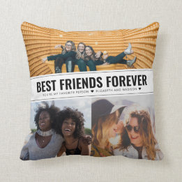 Coussin Modern Best Friends Forever BFF 3 Photo Collage