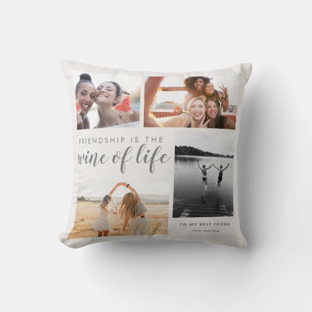 Coussin Modern Best Friends Photo Collage Citation Bff Bes (Recto)