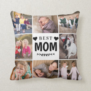 Coussin Modern Best Mom Ever 8 Photo Collage Mother Mama