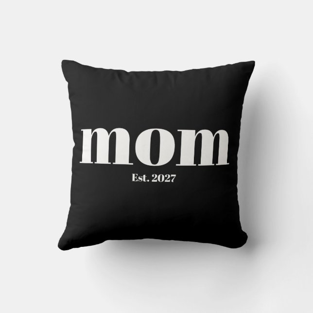 Coussin Modern Black White Typography Mom Established Gift (Verso)
