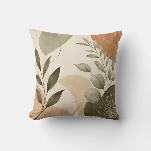 Coussin Modern Botanical Abstract Leaves Decorative Pillow (Recto)