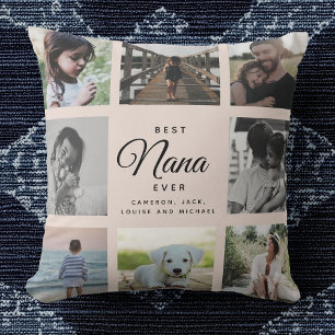 Coussin Modern Chic Best Nana Ever Green Photo Collage