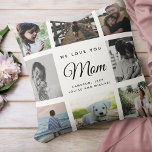 Coussin Modern Chic Fête des Mères Maman 16 - Photo Collag<br><div class="desc">Nous t'aimons, Maman : Pour la meilleure Maman Jamais dans ta vie un collage photo de famille instagram moderne et tendance jetez un oreiller avec typographie de script moderne et votre nom et message personnel. SUR CE DESIGN LE DOS A DIFFÉRENTES PHOTOS - s'il vous plaît échanger ces avec vos...</div>