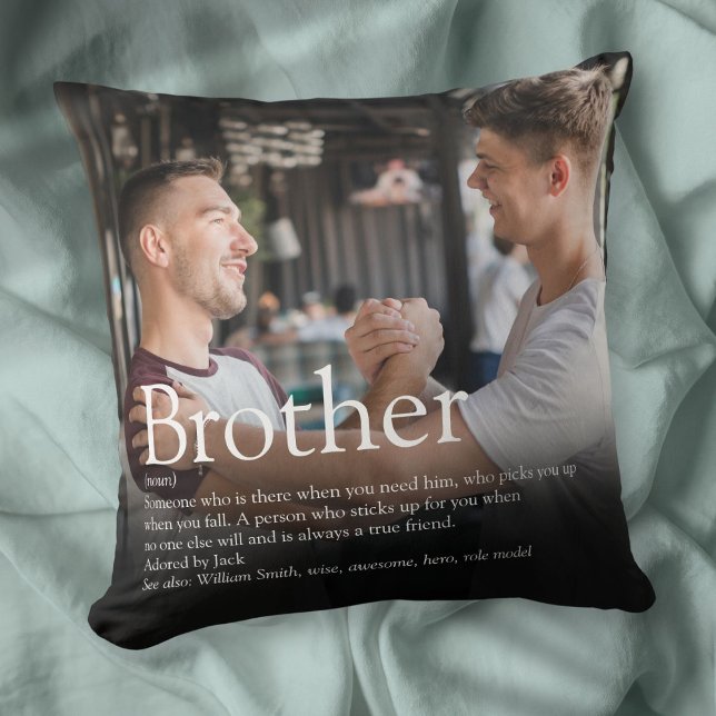 Coussin Modern Cool Photo de la meilleure définition de l' (Modern Cool Photo Best Brother Ever Definition Throw Pillow)