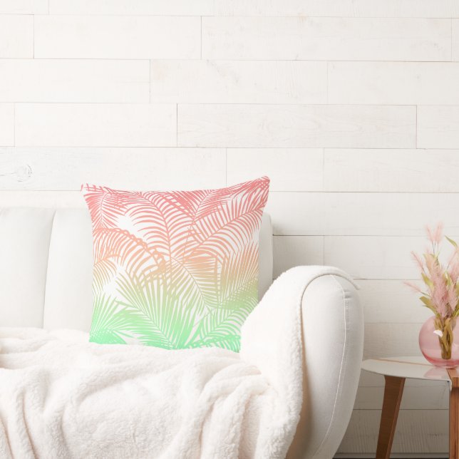 Coussin Modern coral turquoise tropical palm trees pattern (Canapé)
