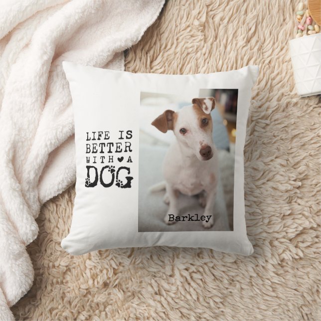 Coussin Modern Dog Pet Quote Photo Template (Couverture)