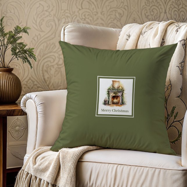 Coussin Modern earthy script family name Christmas gift   (Modern earthy script family name Christmas gift pillow

)