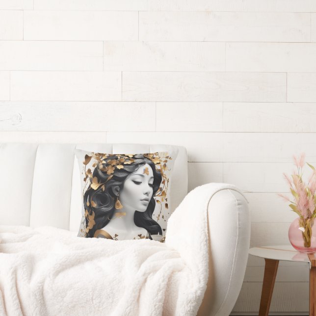 Coussin Modern Fantasy Art in Black and Gold  (Canapé)