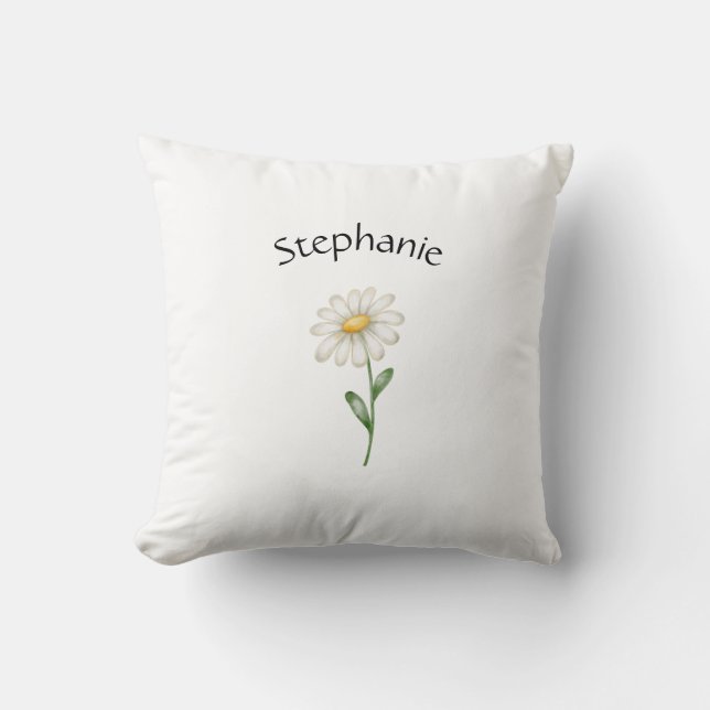 Coussin Modern Floral Botanical Simple Watercolor Name  (Recto)