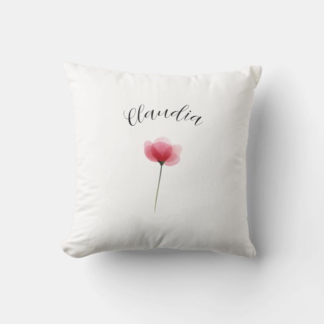 Coussin Modern Floral Botanical Simple Watercolor Name (Recto)
