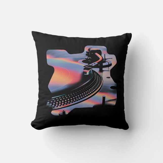Coussin Modern Glitch Style Turntable – Colorful Design (Recto)