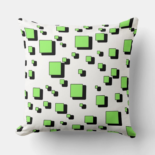 Coussin Modern Green Geometric Square Pattern Throw Pillow (Recto)