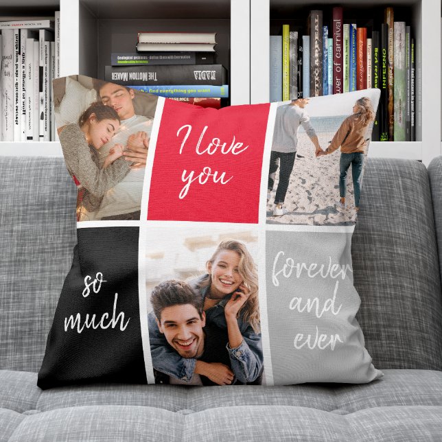 Coussin Modern I Love You Photo Collage Saint Valentin (Créateur téléchargé)