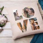 Coussin Modern LOVE Photo Collage Cutout Saint Valentin<br><div class="desc">CHAQUE JOUR JE T'AIME PLUS. Grand cadeau pour la Saint-Valentin,  les Anniversaires ou pour les jeunes mariés : Ce coussin de collage photo moderne est facile à customiser avec vos 4 photos préférées dans le design minimaliste LOVE découpé typographie. C'est la version rose vif.</div>