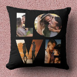 Coussin Modern LOVE Photo Collage Cutout Saint Valentin<br><div class="desc">CHAQUE JOUR JE T'AIME PLUS. Grand cadeau pour la Saint-Valentin,  les Anniversaires ou pour les jeunes mariés : Ce coussin de collage photo moderne est facile à customiser avec vos 4 photos préférées dans le design minimaliste LOVE découpé typographie.</div>