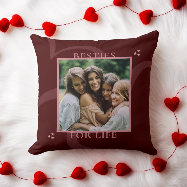 Coussin Modern Minimal Maroon Chic Typography Galentine's (Créateur téléchargé)