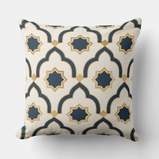 Coussin Modern Moroccan Navy Gold Geometric Pillow