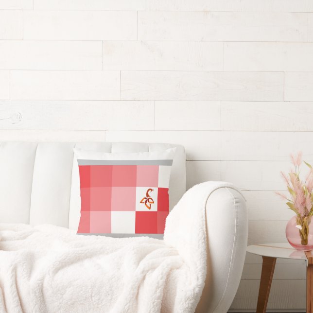 Coussin Modern Mosaic: Crimson & Blush Geometric Polyester (Canapé)