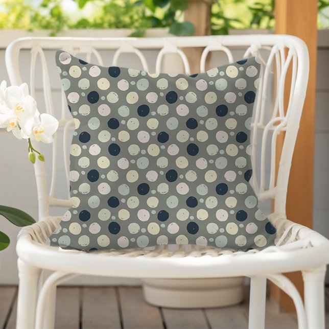 Coussin Modern Paint Dots Sage Green Navy Blue Pastel (Créateur téléchargé)