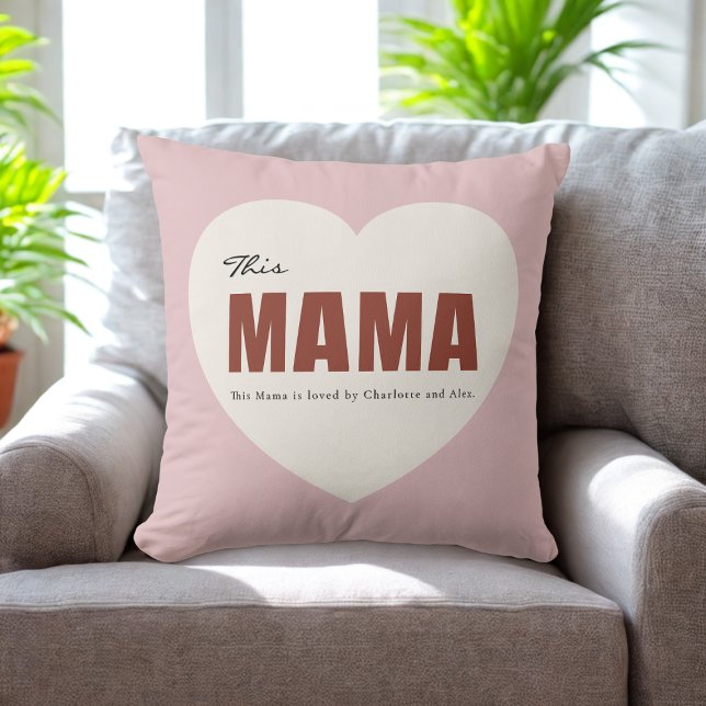 Coussin Modern Personalized Mama Heart Throw Pillow (Créateur téléchargé)