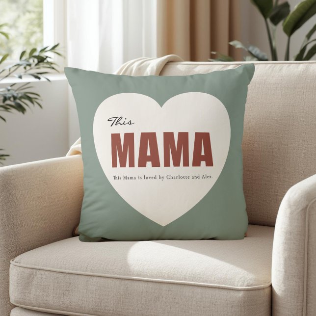 Coussin Modern Personalized Mama Heart Throw Pillow (Créateur téléchargé)