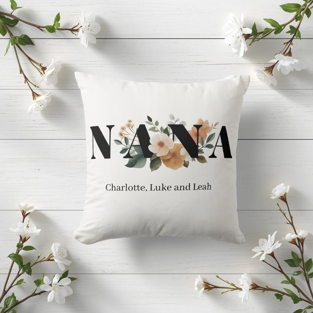 Coussin Modern Personalized Nana Floral Gift (Créateur téléchargé)