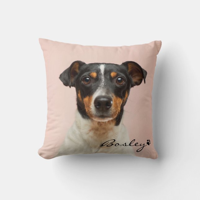 Coussin Modern Pet Photo Ajouter Votre Nom Empreinte de pa (Recto)